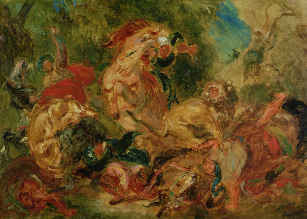 Studie for Løvejakten, 1854 av Ferdinand Victor Eugene Delacroix