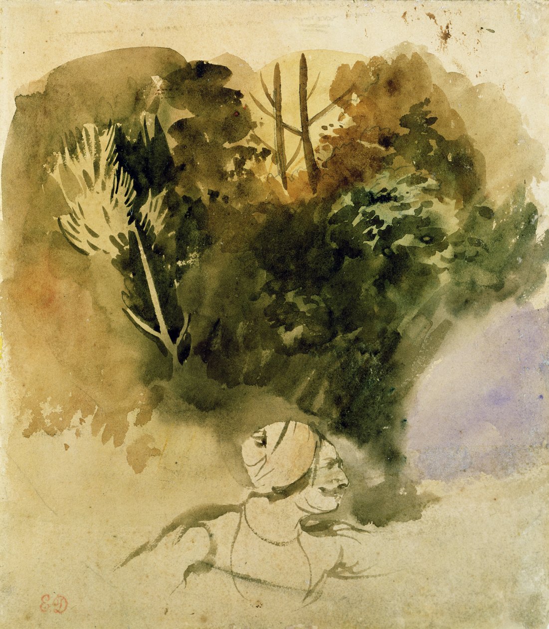 Studie av en Gurkha fra den indiske hæren, 1830 av Ferdinand Victor Eugene Delacroix