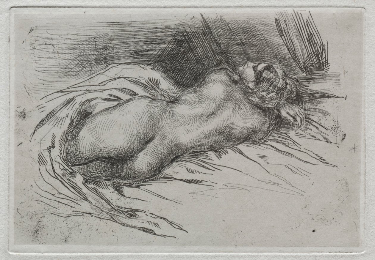 Studie av en kvinne sett fra baksiden, 1833. av Ferdinand Victor Eugene Delacroix