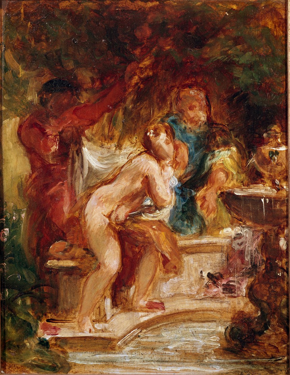 Suzanne i badekaret. Maleri av Eugene Delacroix (1798-1863) av Ferdinand Victor Eugene Delacroix