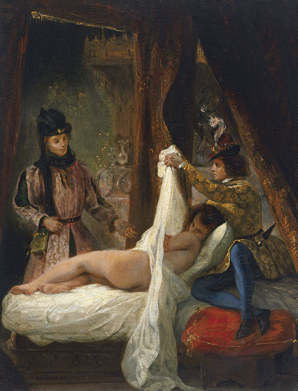 Hertugen av Orléans viser sin elsker, ca. 1826 av Ferdinand Victor Eugene Delacroix