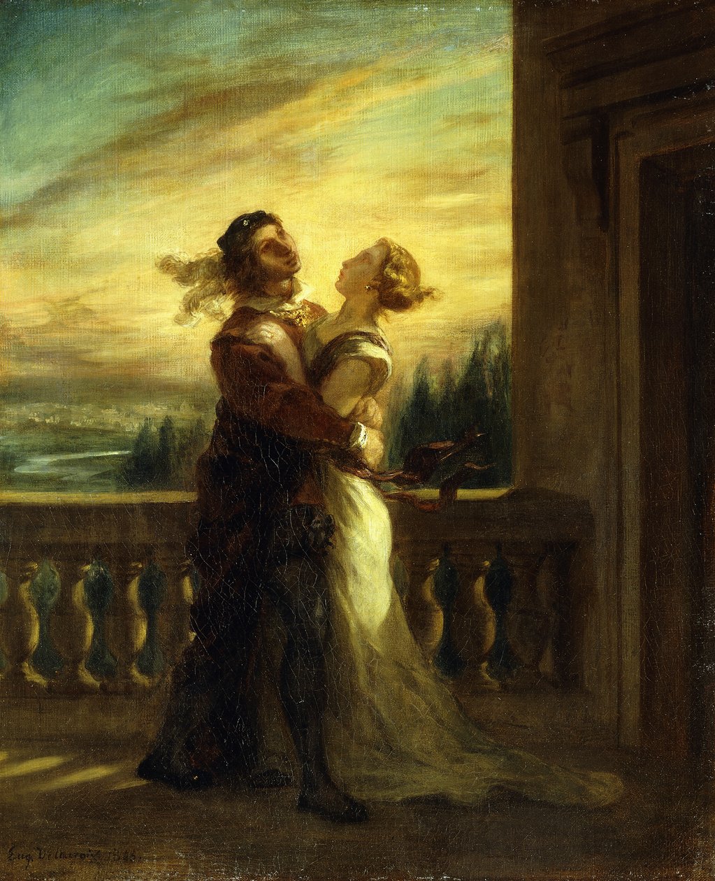 Farvel til Romeo og Julie; Les Adieux de Romeo et Juliette, 1845 av Ferdinand Victor Eugene Delacroix