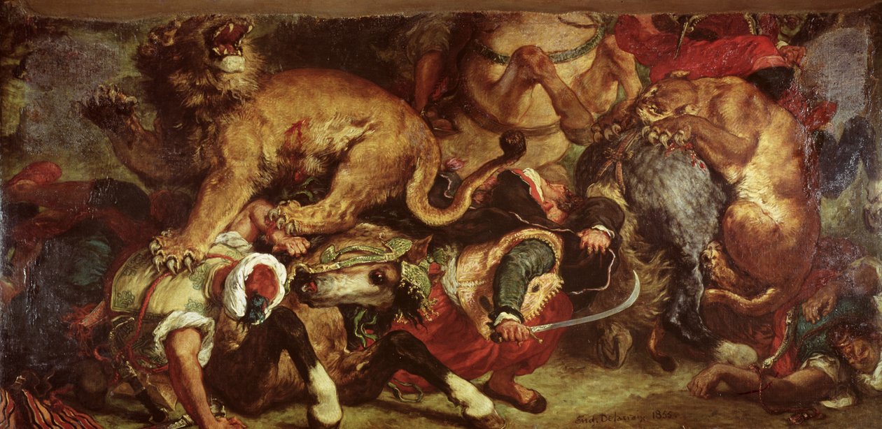 Løvejakten, 1855 av Ferdinand Victor Eugene Delacroix