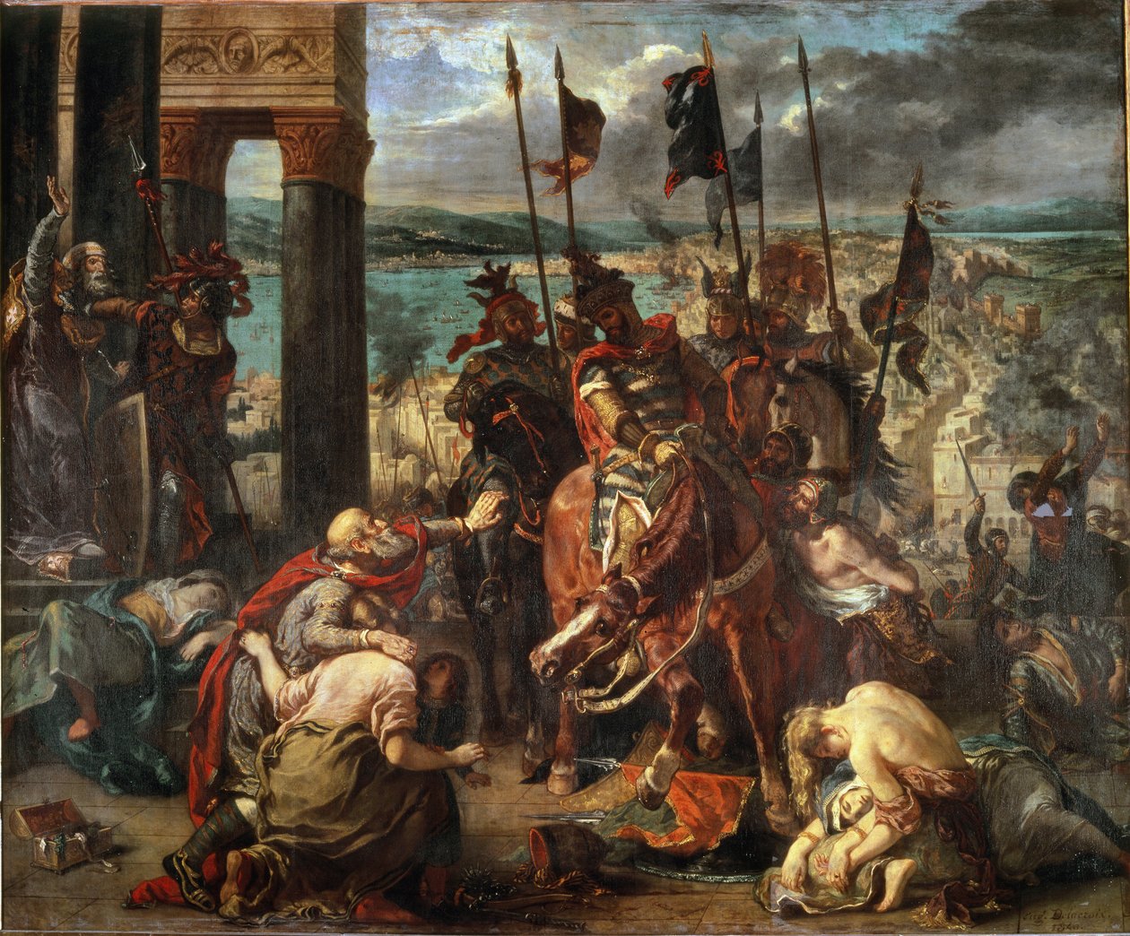 Erobringen av Konstantinopel av korsene 12.04.1204 - olje på lerret av Ferdinand Victor Eugene Delacroix