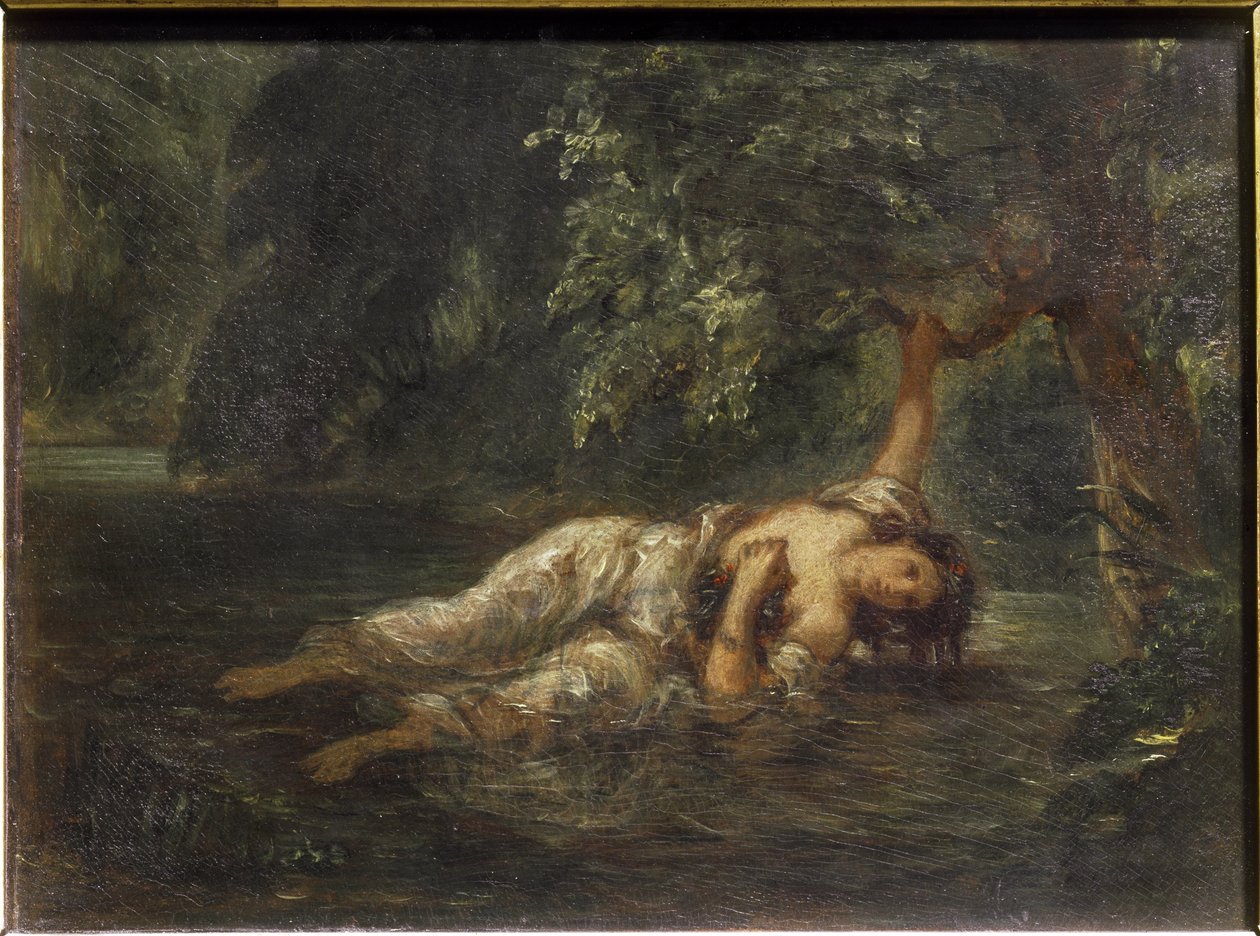 The death of Ophelie - olje på lerret av Ferdinand Victor Eugene Delacroix