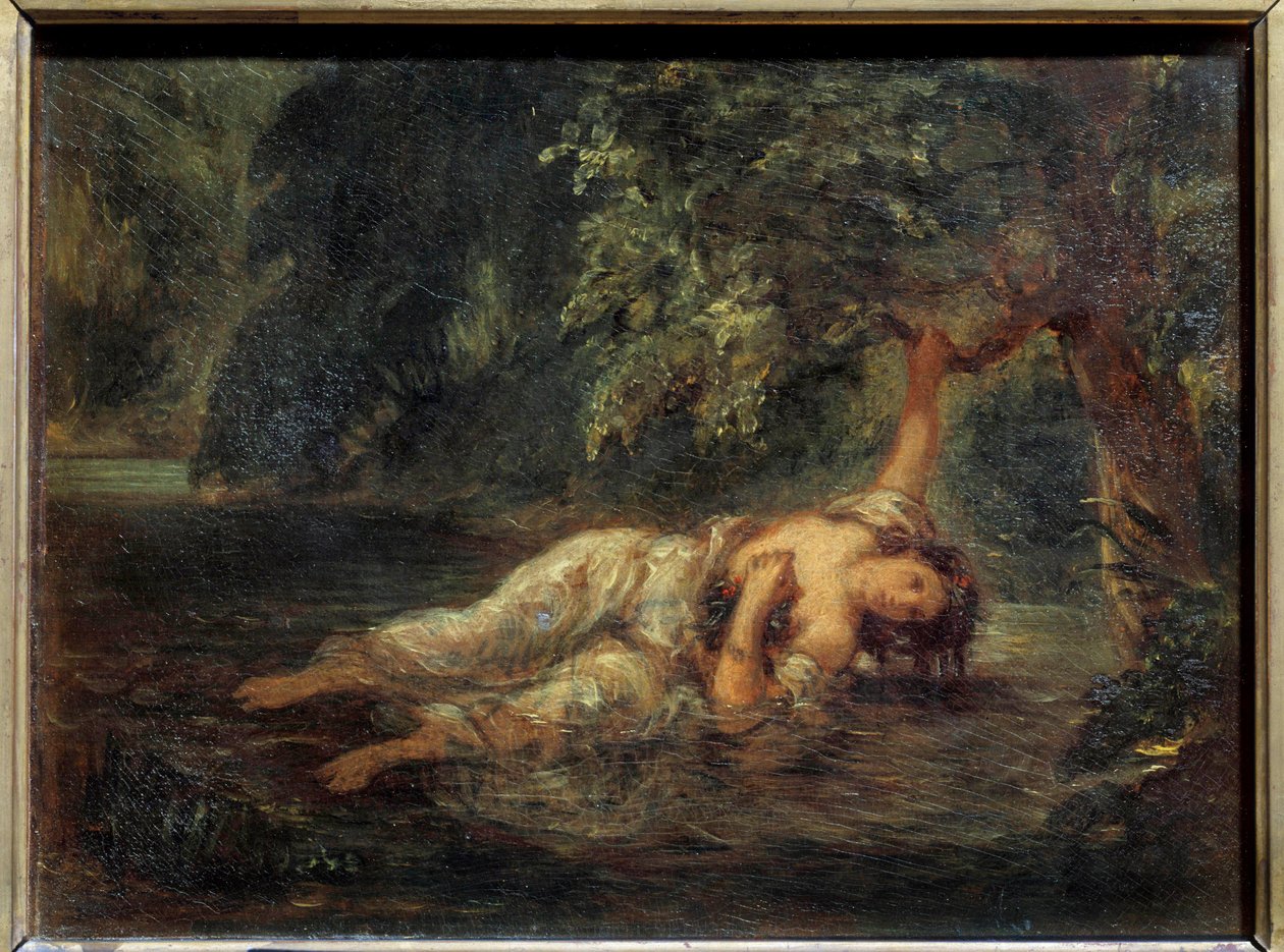 Ophelies død Illustrasjon for «Hamlet» av William Shakespeare. Maleri av Eugene Delacroix (1798-1863) Søn. 0,23x0,3 m av Ferdinand Victor Eugene Delacroix