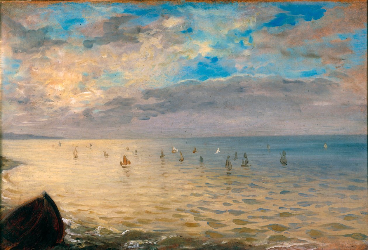 Havet sett fra høyden av Dieppe. Maleri av Eugene Delacroix (1798-1863) av Ferdinand Victor Eugene Delacroix