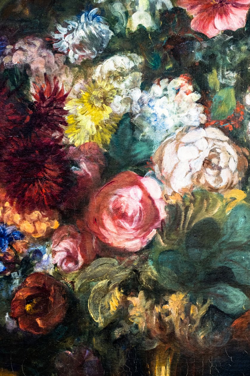Blomstervase på en konsoll, detalj av Ferdinand Victor Eugene Delacroix