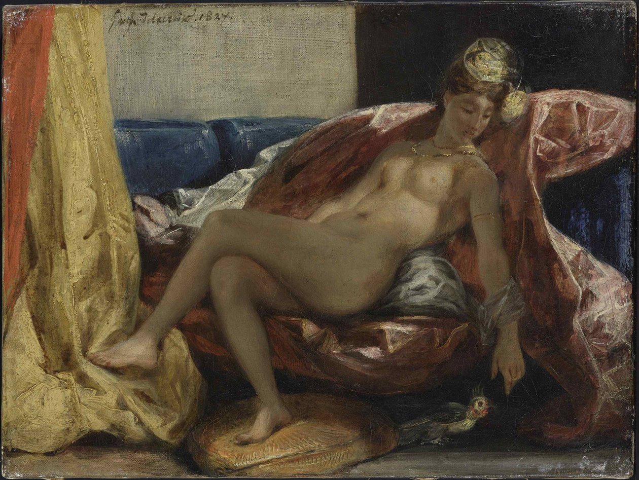 Kvinne med en papegøye, mellom 1826 og 1828. av Ferdinand Victor Eugene Delacroix