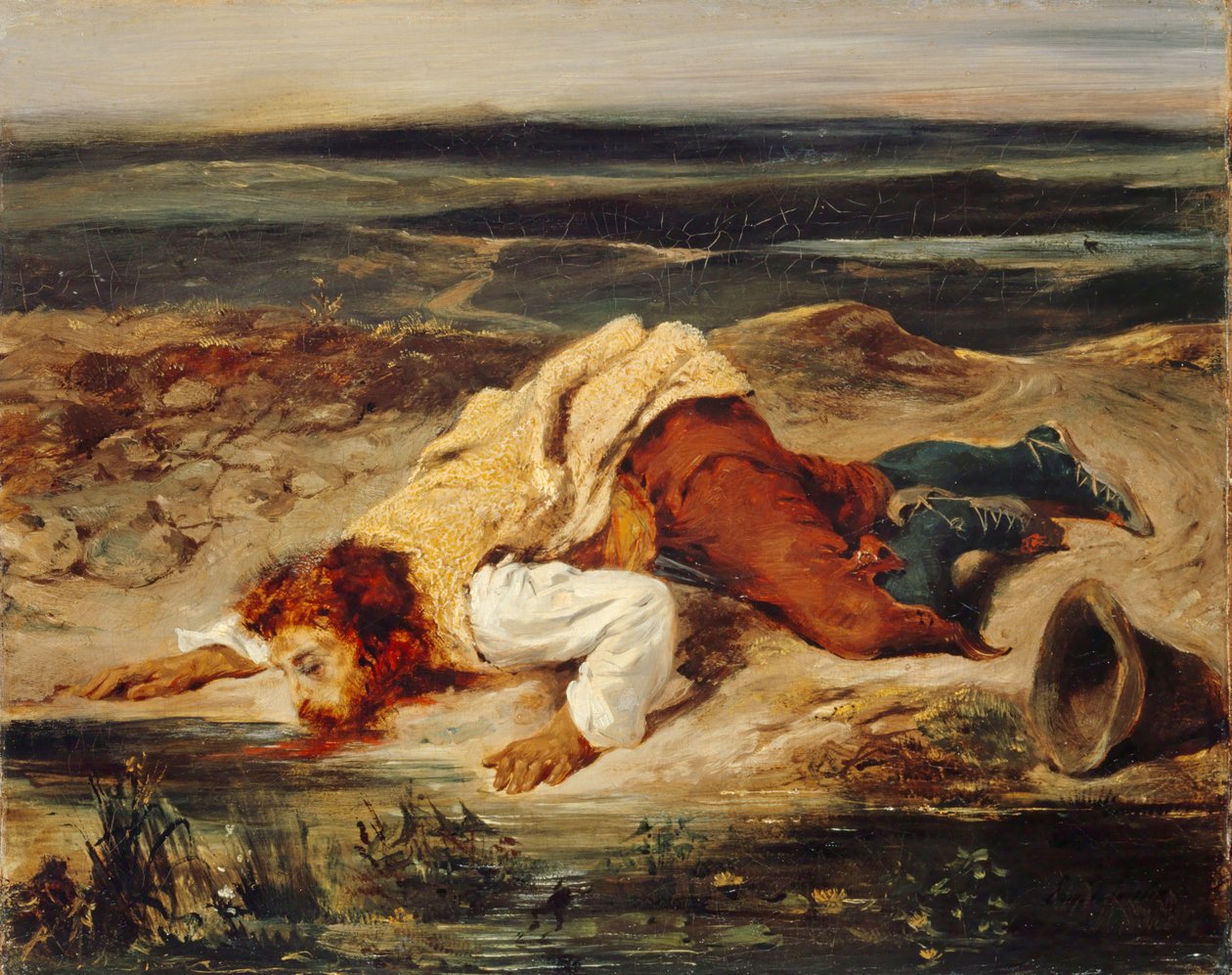 Såret Brigand (romersk hyrde), ca. 1825 av Ferdinand Victor Eugene Delacroix