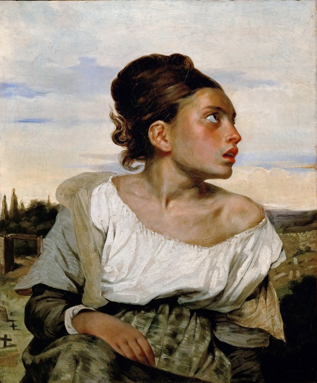 Ung foreldreløs jente på kirkegården av Ferdinand Victor Eugene Delacroix