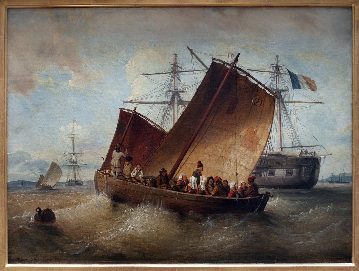 Plougastels båt. Maleri av Ferdinand Perrot (1808-1841). Olje på lerret av Ferdinand Victor Perrot