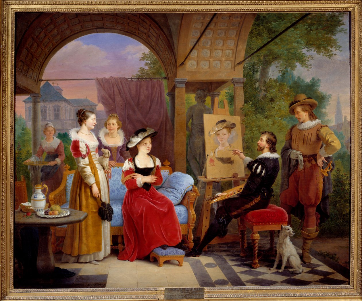 Pierre Paul (Pierre-Paul) Rubens (eller Peter Paul eller Petrus Paulus) (1577-1640) i verkstedet sitt maleri "" stråhatten"", hans modell er Suzanne Fourment, hans svigerinne. Maleri av Ferdinand de Braekeleer dit l