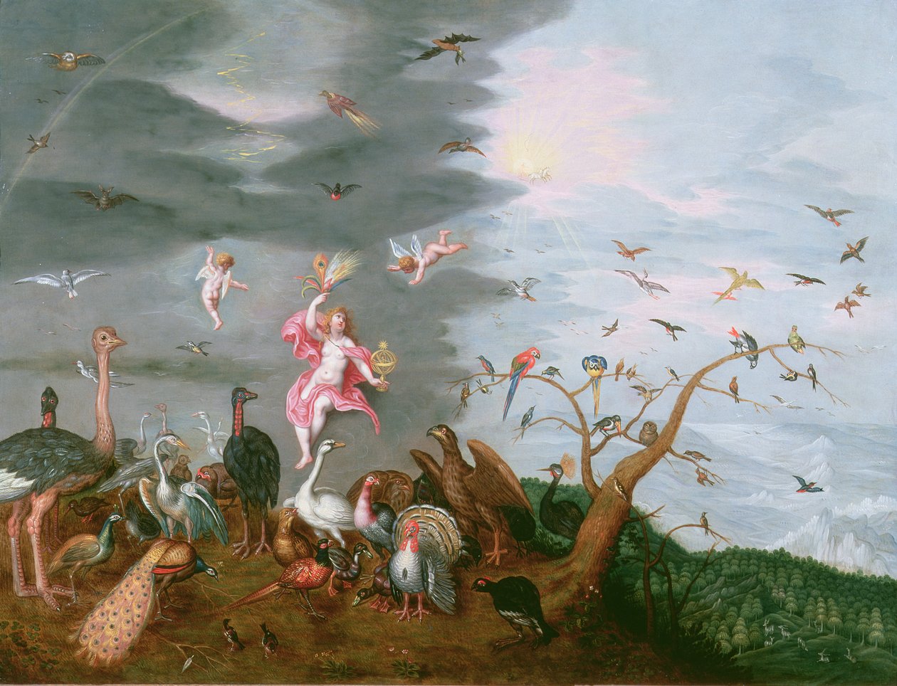 En allegori om luft (olje på kobber) av Ferdinand van Kessel