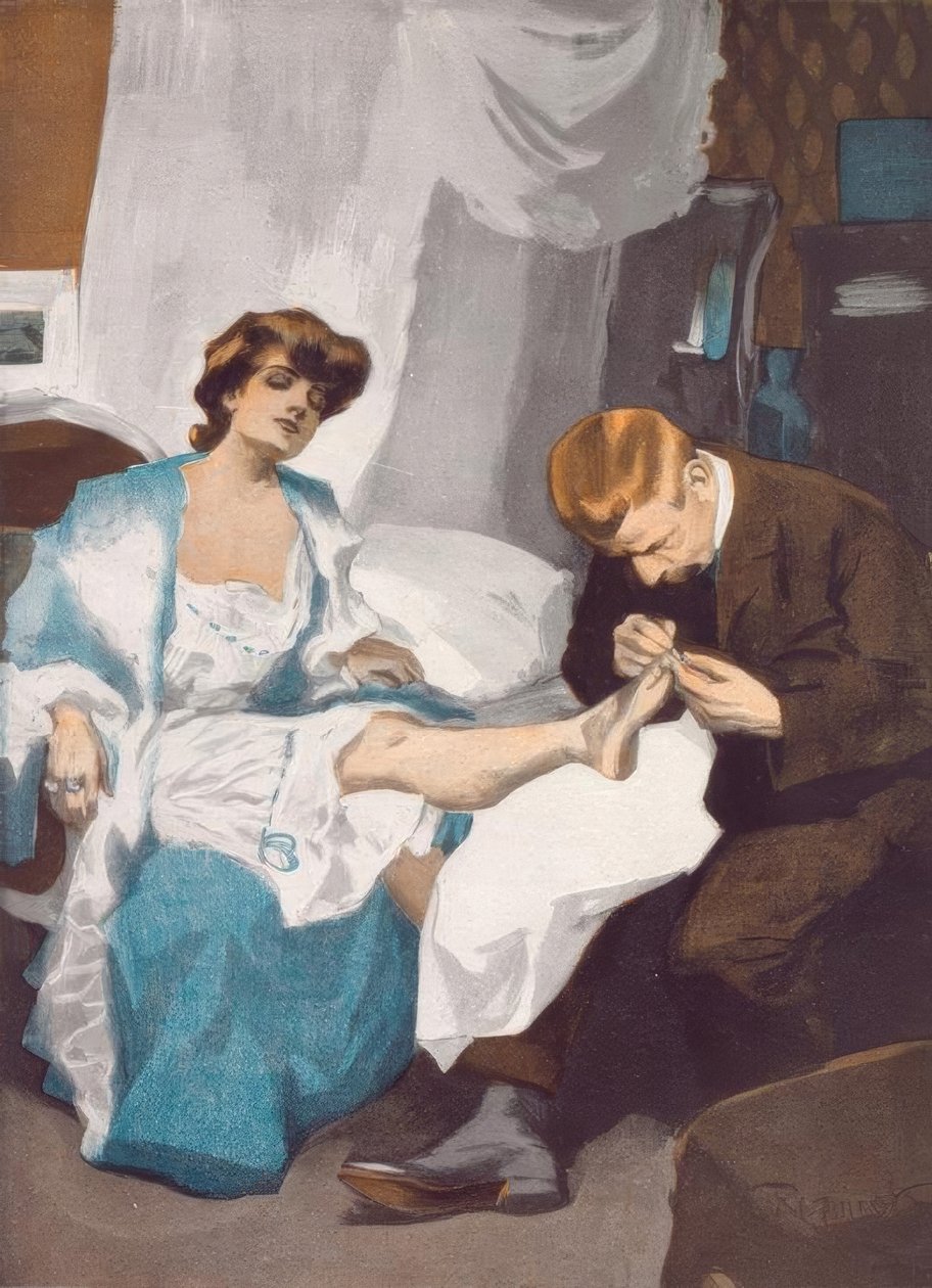 Pedikyr. / Vær så snill, helt fint, jeg forlover meg i dag. av Ferdinand von Reznicek