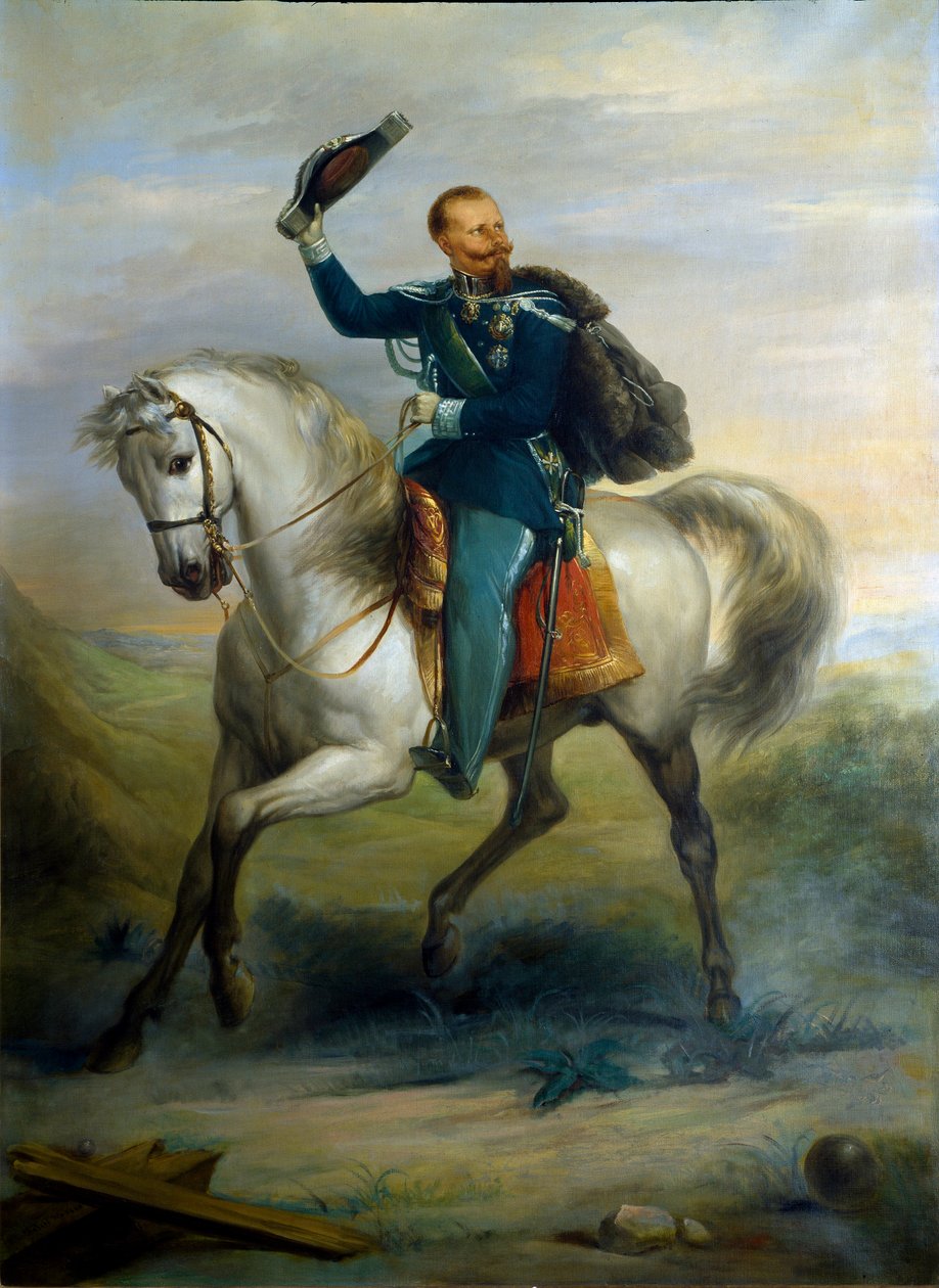Portrett av kongen av Italia Vittorio Emanuele til hest av Ferdinando Folchi