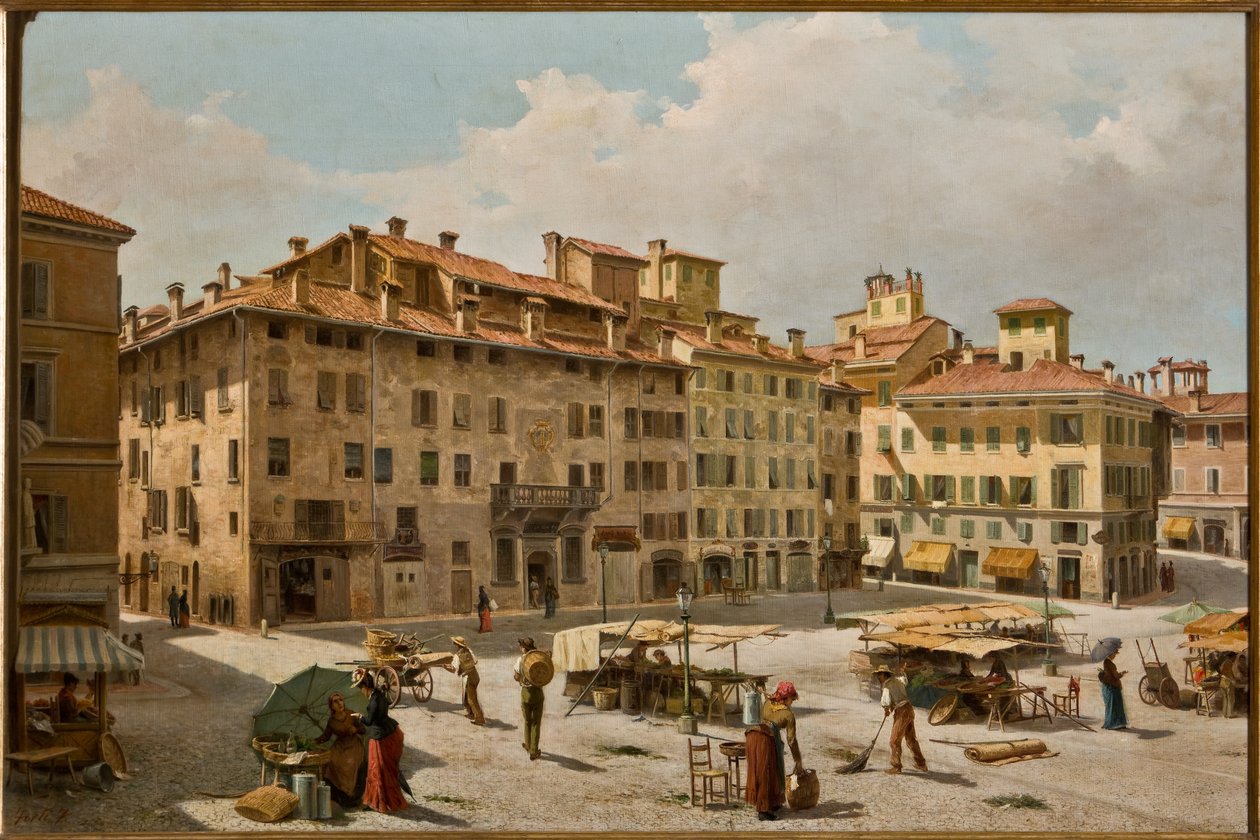 Piazza Grande i Modena (olje på lerret) av Fermo Forti