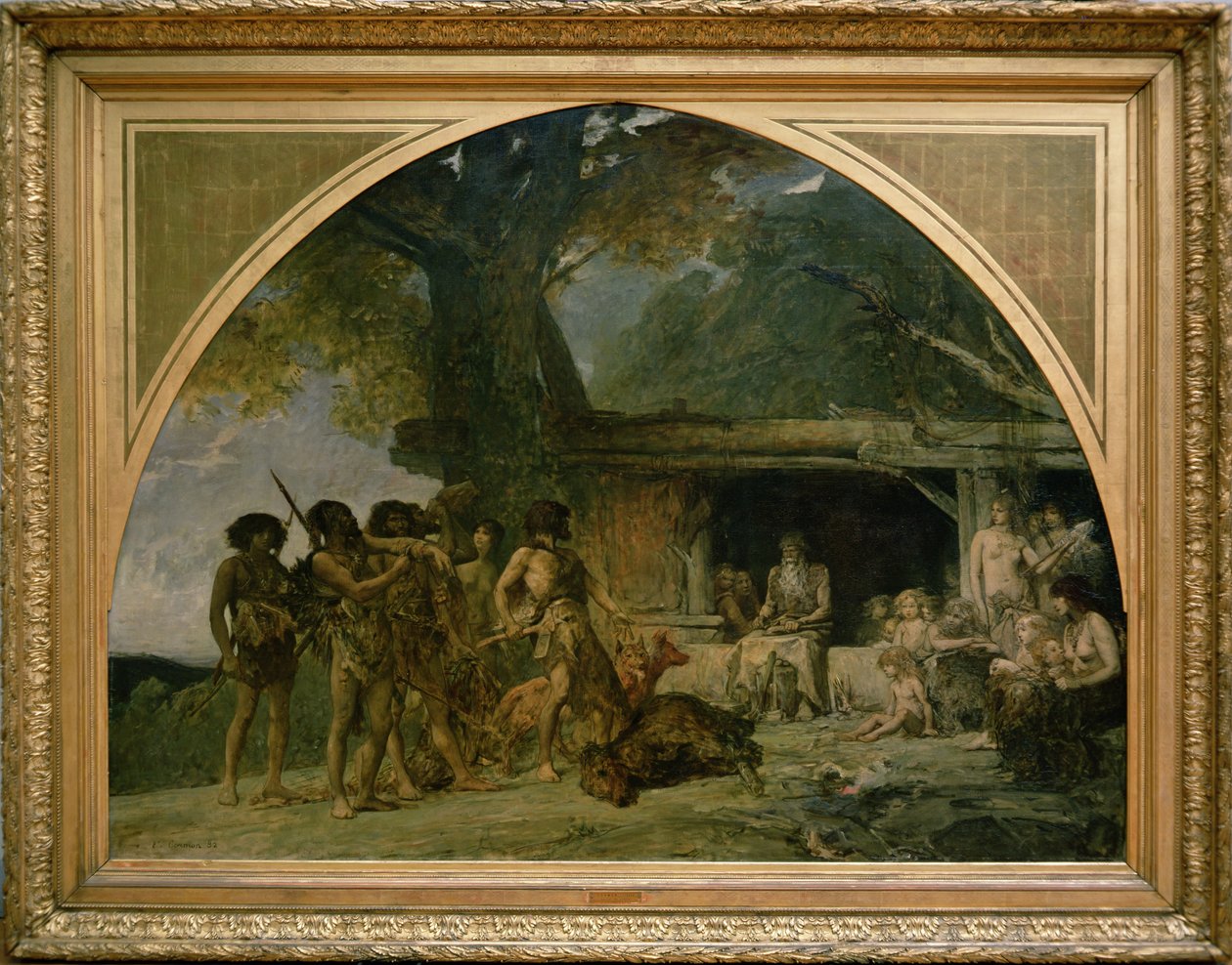 Steinalderen, tilbake fra en bjørnejakt, 1882 av Fernand Cormon