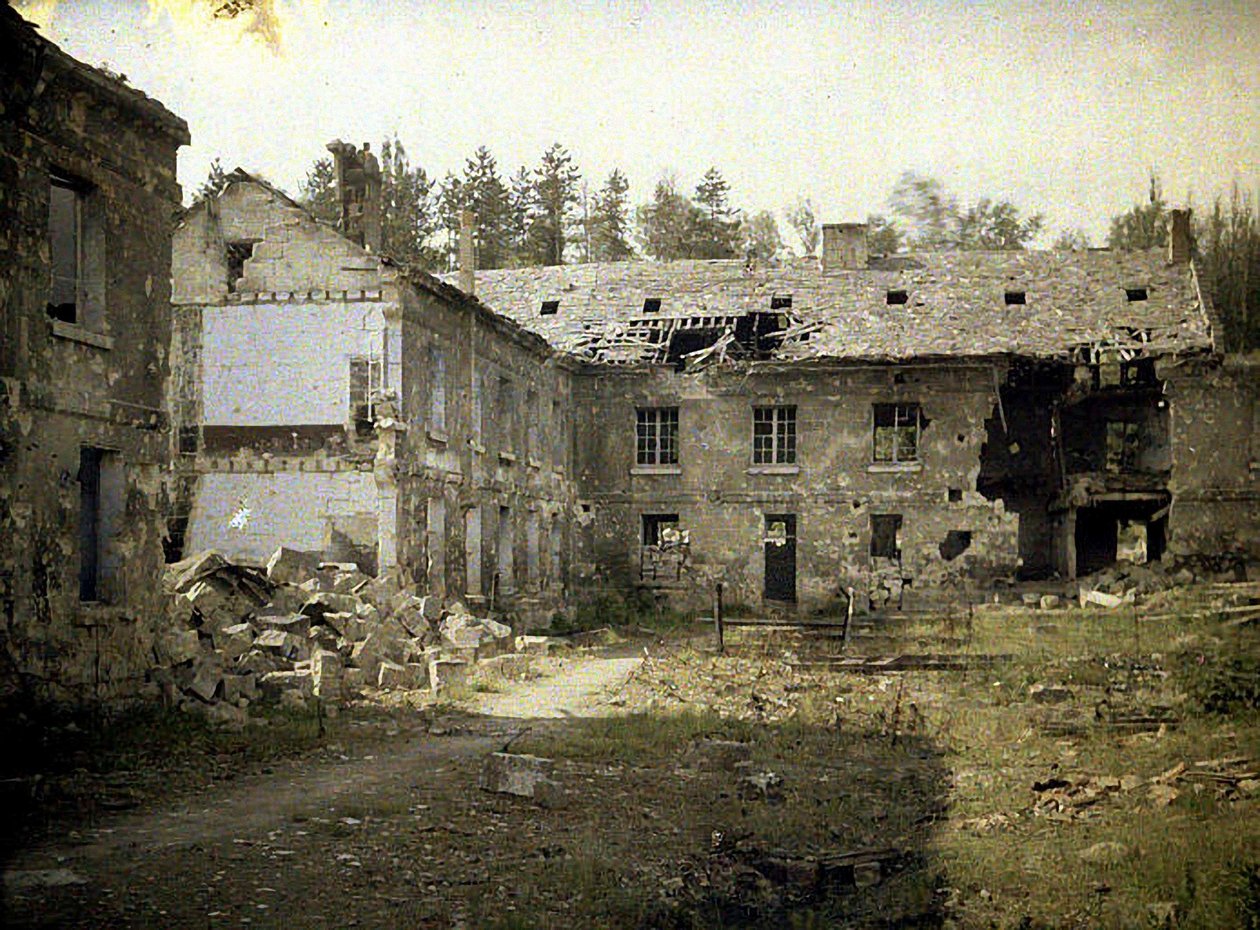 Glassfabrikk, Vauxrot, Cuffies, Aisne, Frankrike, 1917 (autokrom) av Fernand Cuville