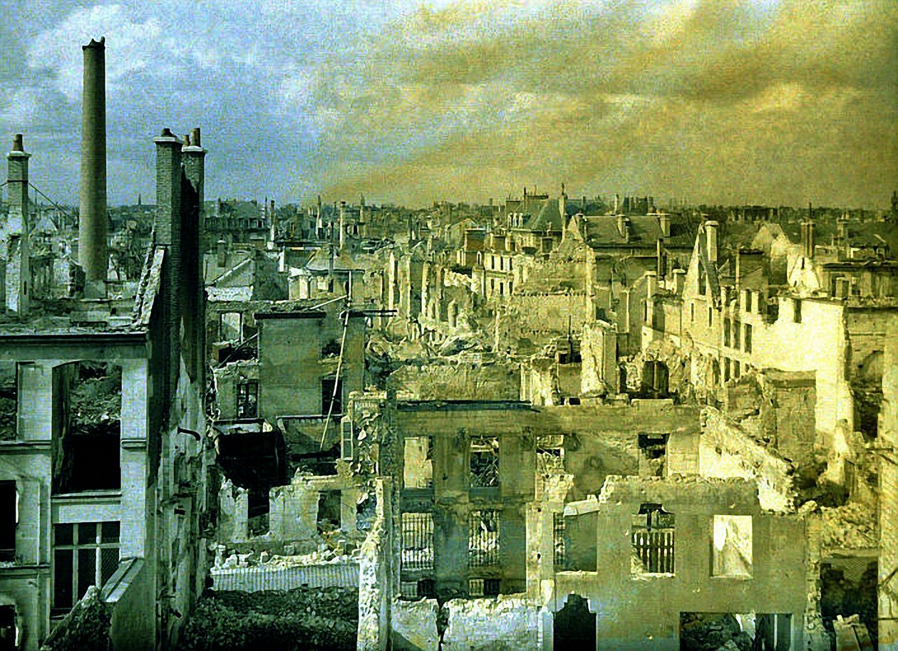 Panorama av ruinene av byen, Reims, Marne, Frankrike, 1917 (autokrom) av Fernand Cuville