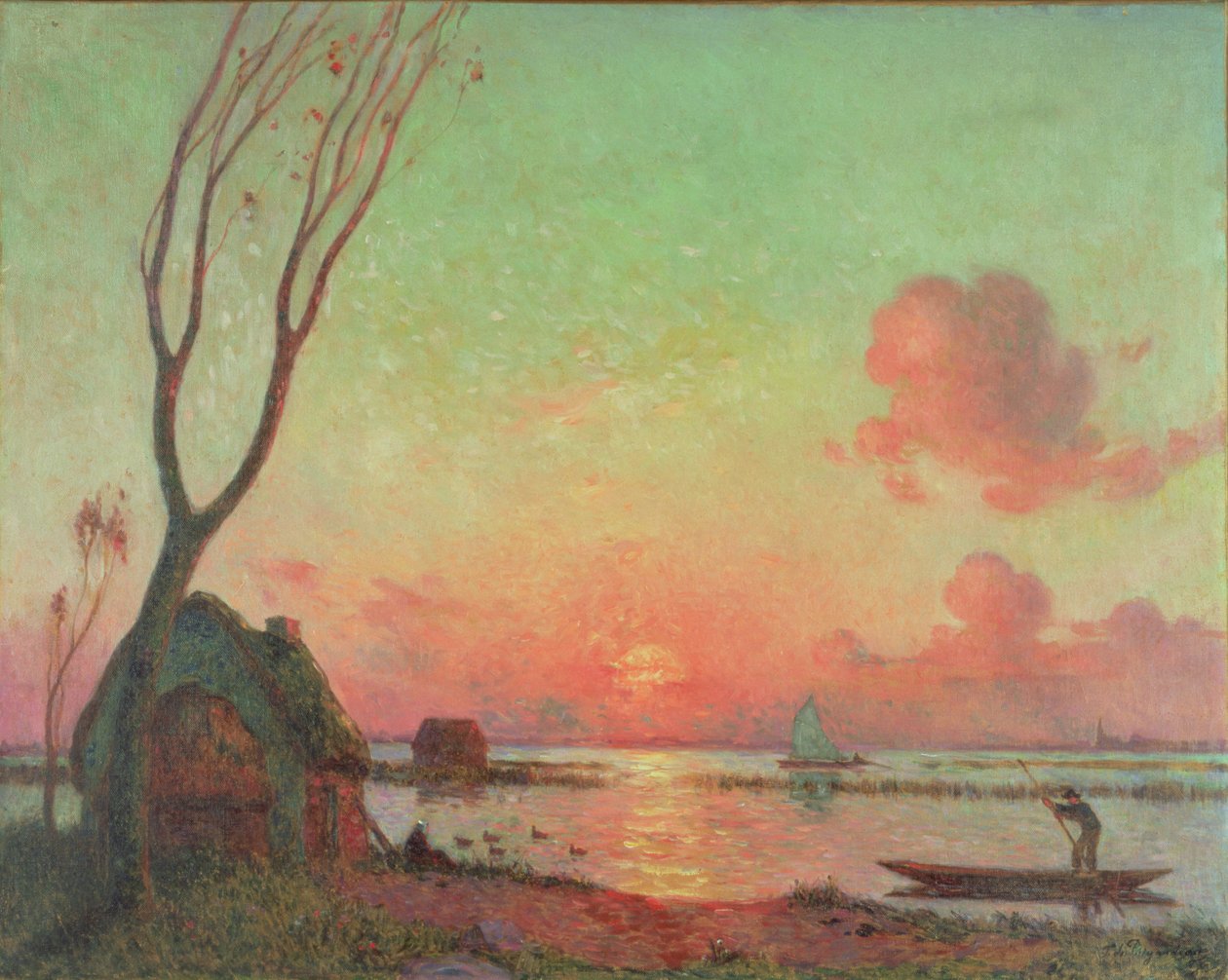 Solnedgang i Grande Briere, ca. 1910 av Fernand Loyen du Puigaudeau