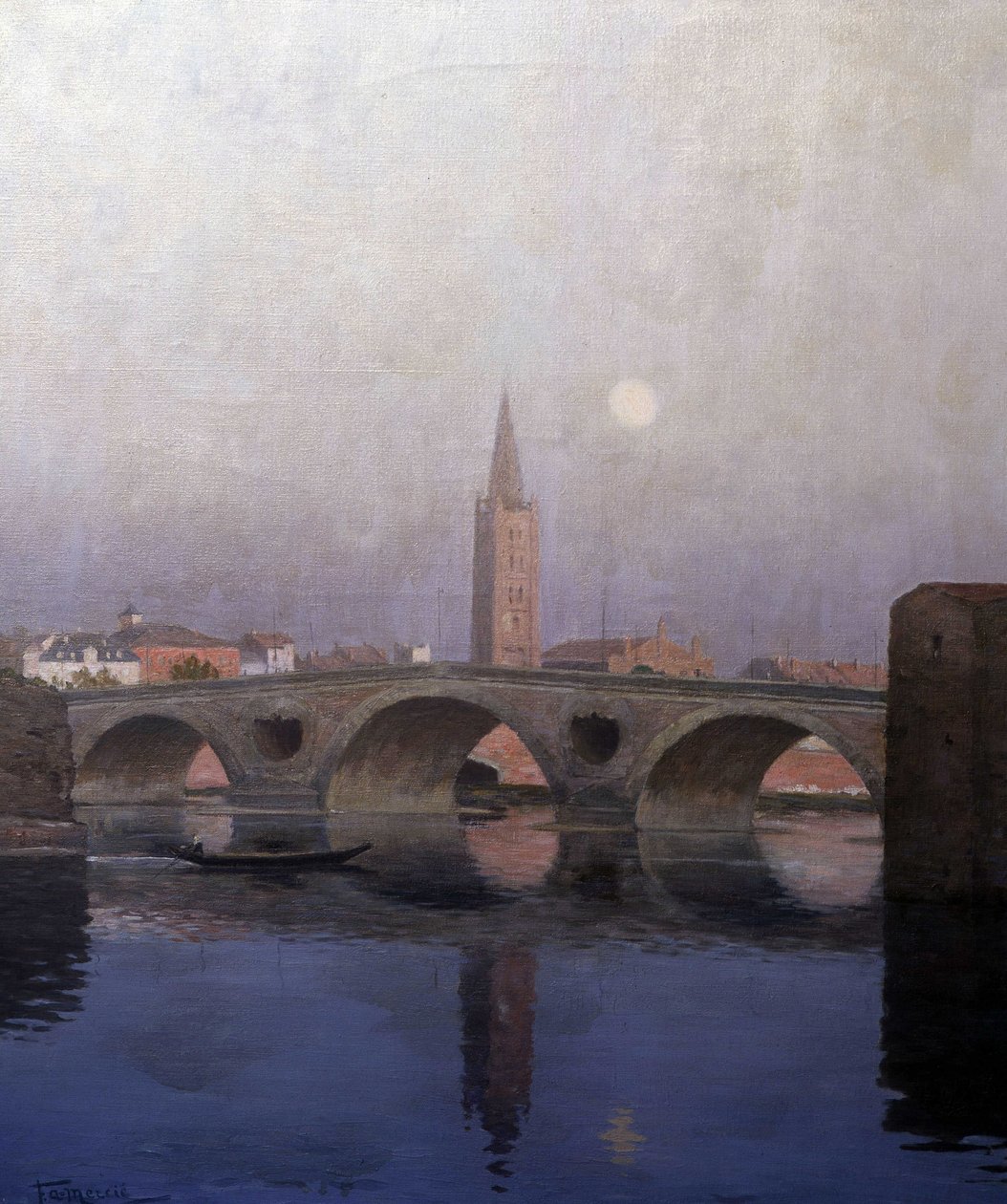 Le Pont Neuf i Toulouse, tidlig på 1900-tallet (maleri) av Fernand Antonin Mercié