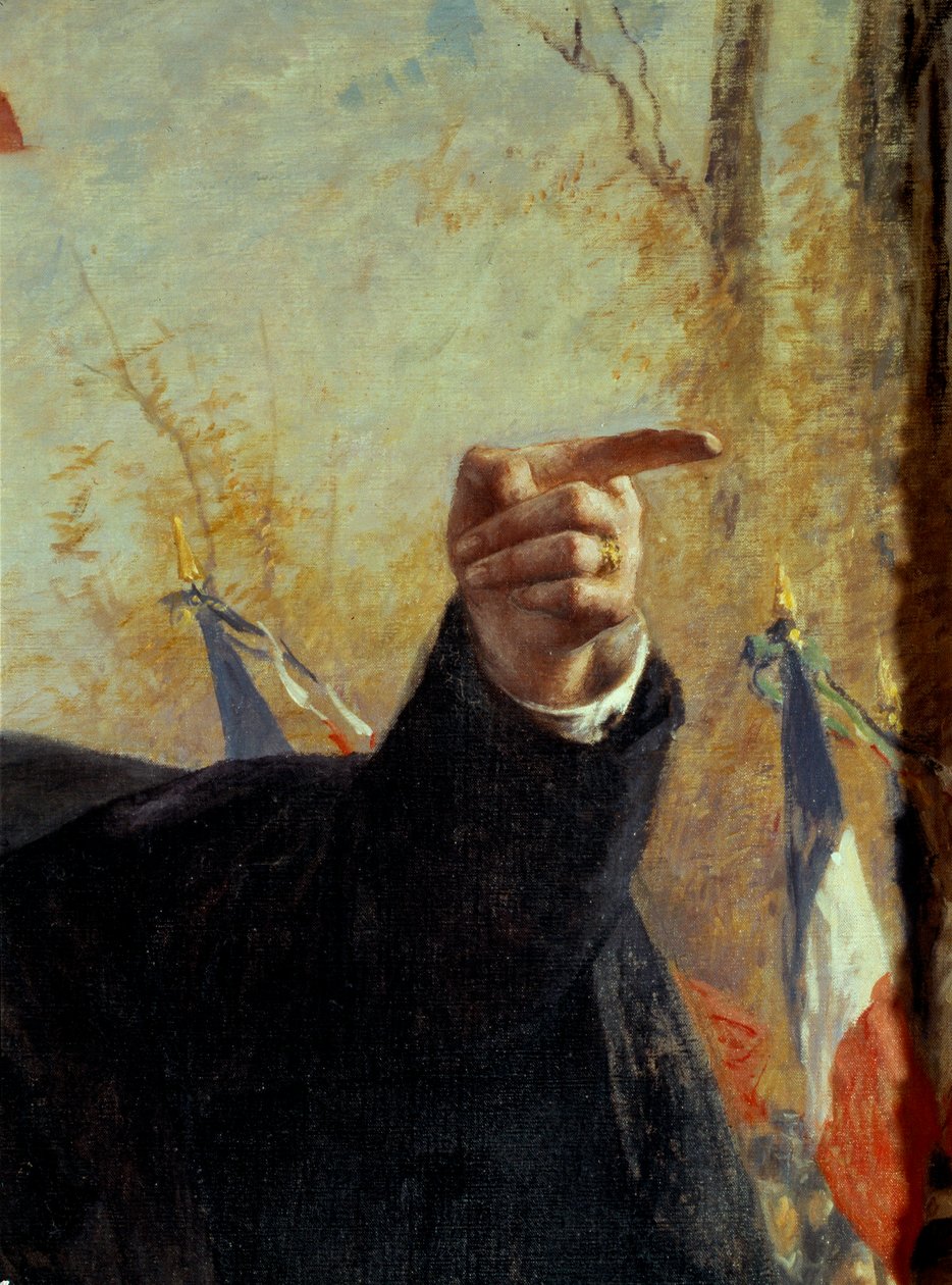 Hånd. Detalj av portrettet av Paul Deroulede (1846-1914), fransk nasjonalistisk militant, peker fingeren). Maleri av Fernand Cormon (1845-1924) av Fernand Cormon