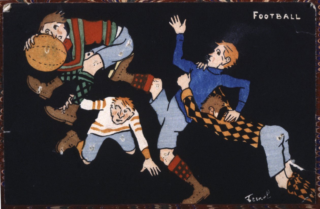 Fotball, tidlig på 1900-tallet (illustrasjon) av Fernand Fernel