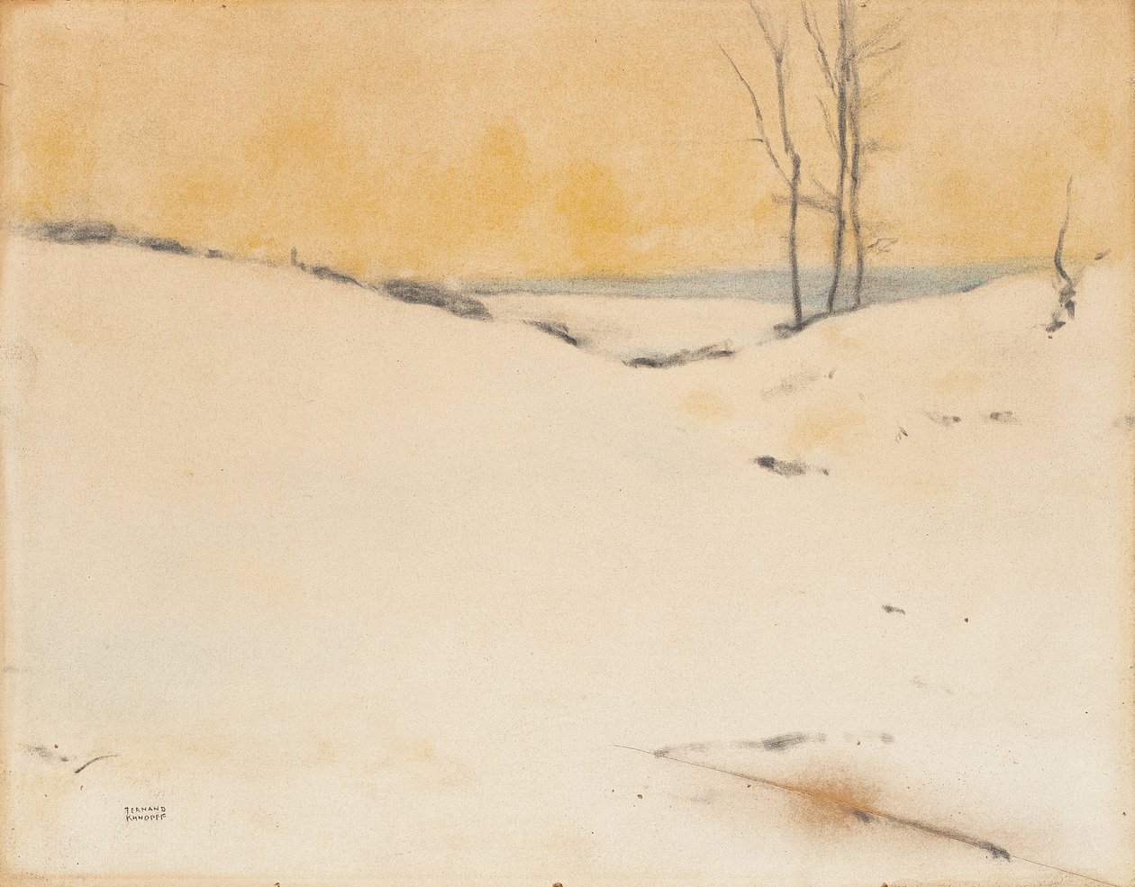 I snøen, ca. 1916 av Fernand Khnopff