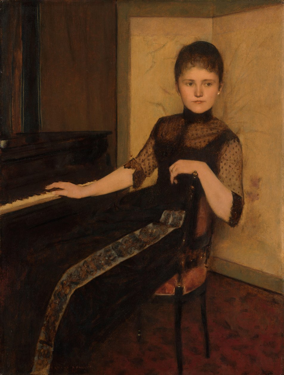Portrett av hushjelp Maria Francisca Louisa Dommer van Poldersveldt Portrett av hushjelp Maria Francisca Louisa Dommer van Poldersveldt (Ubbergen 1848 - 1925 's-Hertogenbosch) av Fernand Khnopff