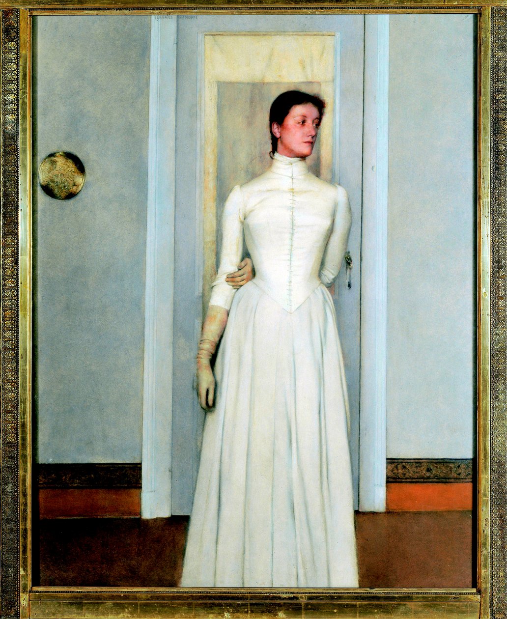 ""Portrett av Marguerite Khnopff"" søster til kunstneren - Maleri av Fernand Khnopff (1858-1921) av Fernand Khnopff