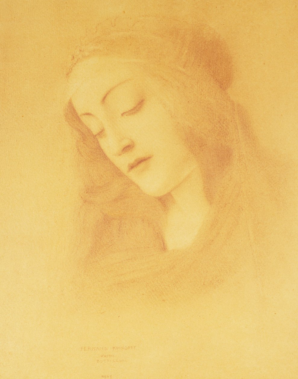 Jomfruen etter Botticelli; La Vierge d "Apres Botticelli, 1909 av Fernand Khnopff