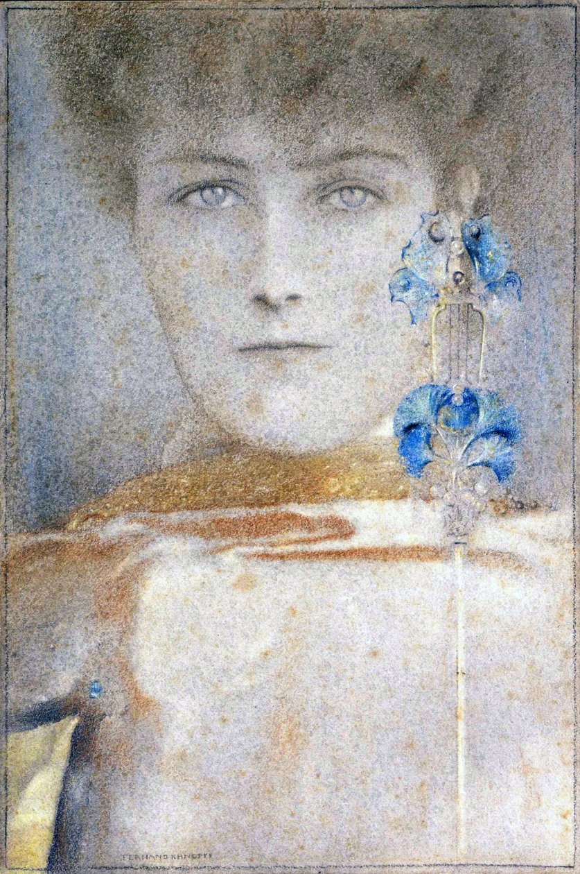 Hvit maske, av Fernand Khnopff (1858-1921) av Fernand Khnopff