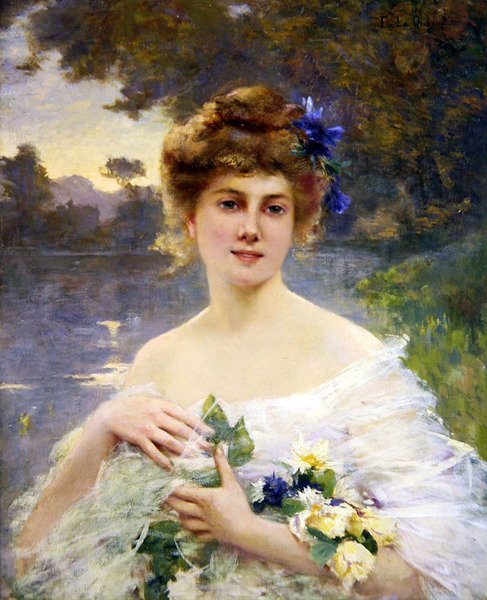 Portrett av en jente (olje på lerret) av Fernand Le Quesne
