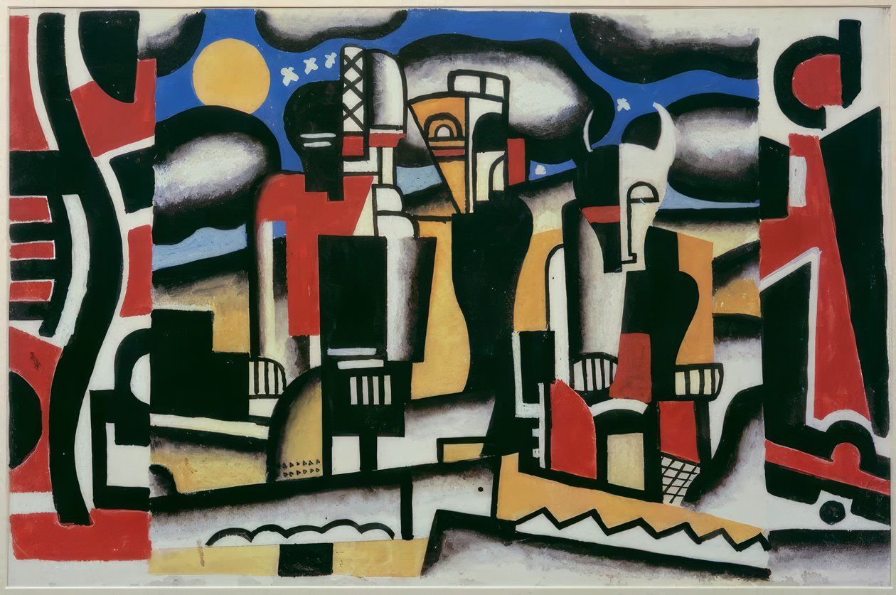 Sceneskisse med tre guddommelige figurer av Fernand Leger