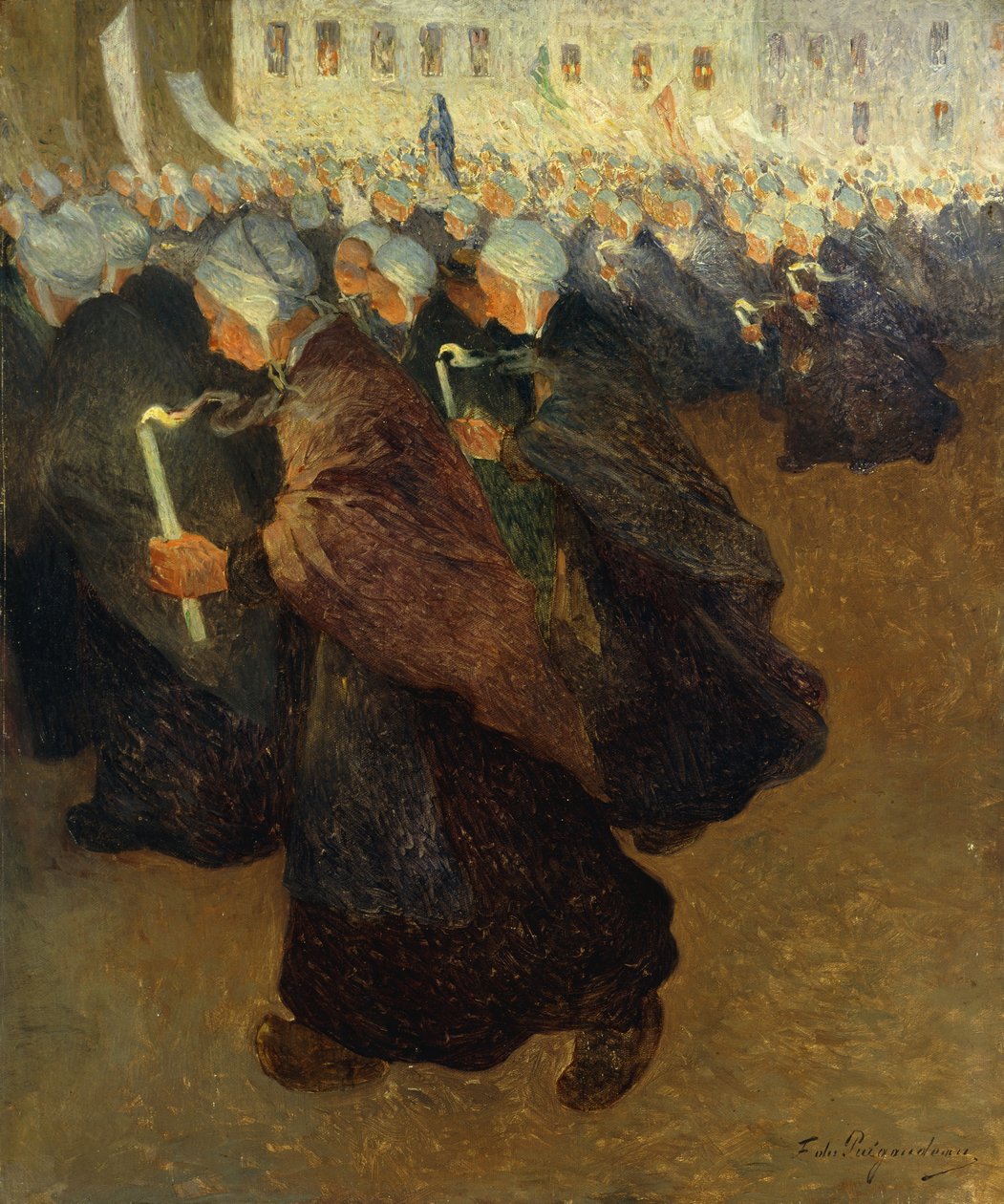 Nattprosesjon i Bretagne; Nattprosesjon i Bretagne, ca. 1894 (olje på lerret) av Fernand Loyen du Puigaudeau