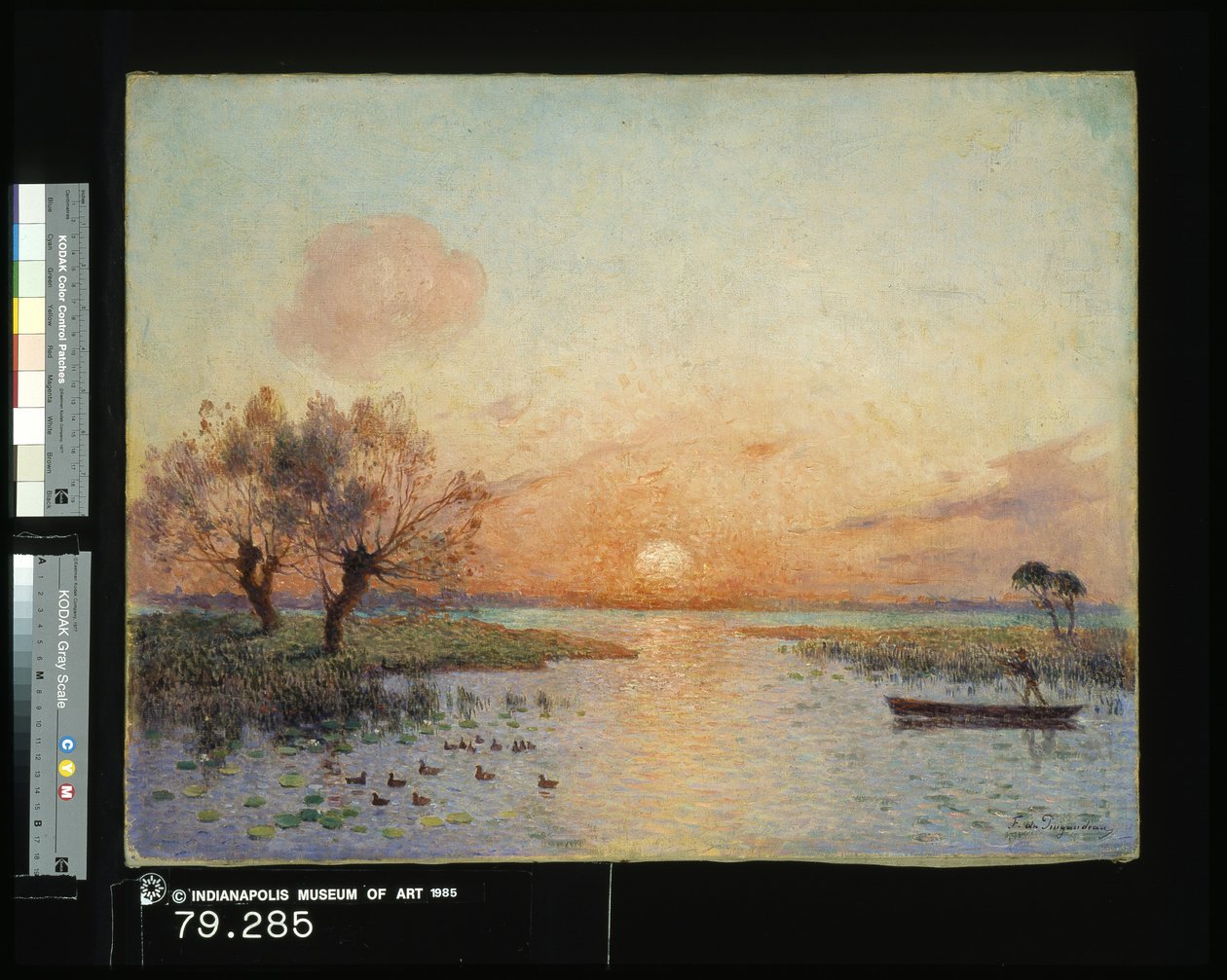 The Pond At Sunset (La Mare Au Coucher Du Soleil) (olje på lerret) av Fernand Loyen du Puigaudeau