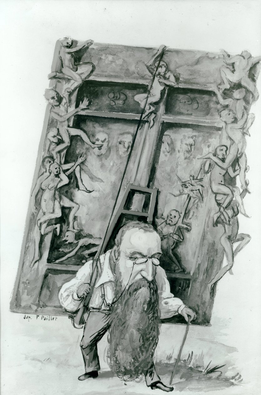 Portrett av Auguste Rodin som bærer helvetes porter (wc på papir) av Fernand Paillet