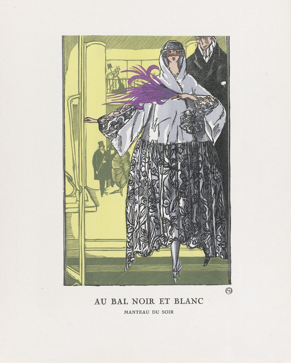 På Black and White Ball, pub. 1921 (stensiltrykk) av Fernand Siméon