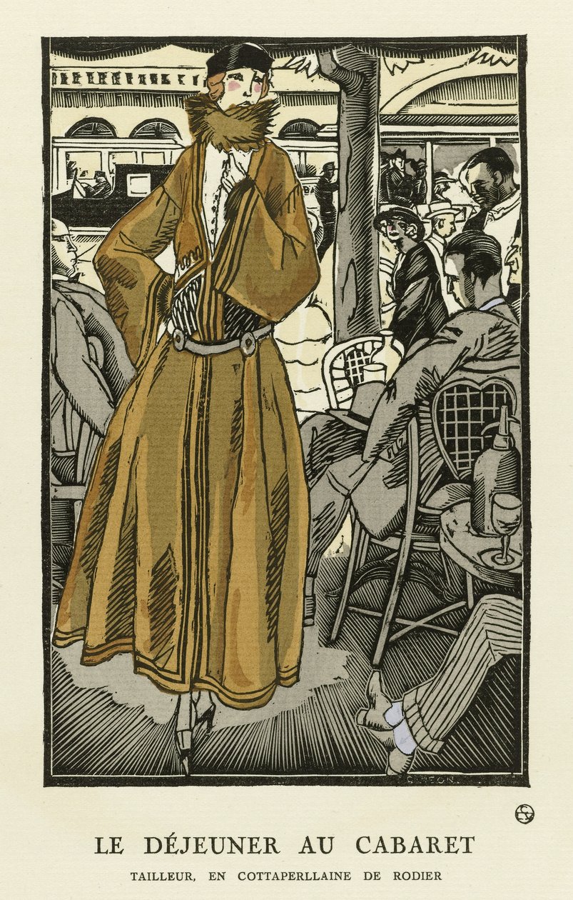 Le Dejeuner au Cabaret, pub. 1921 (stensiltrykk) av Fernand Siméon