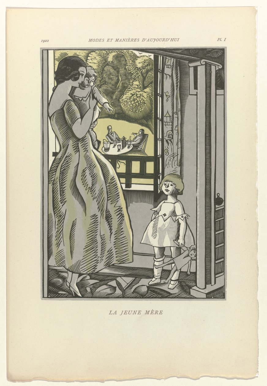 Dagens moter og manerer, 1922, pl. 1: Den unge moren av Fernand Siméon