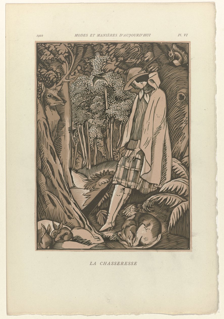 Dagens moter og manerer, 1922, Pl. 6: The Huntress av Fernand Siméon