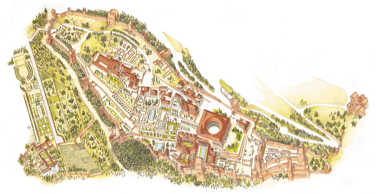 Alhambra, Granada, Spania. Flybilde av Fernando Aznar Cenamor