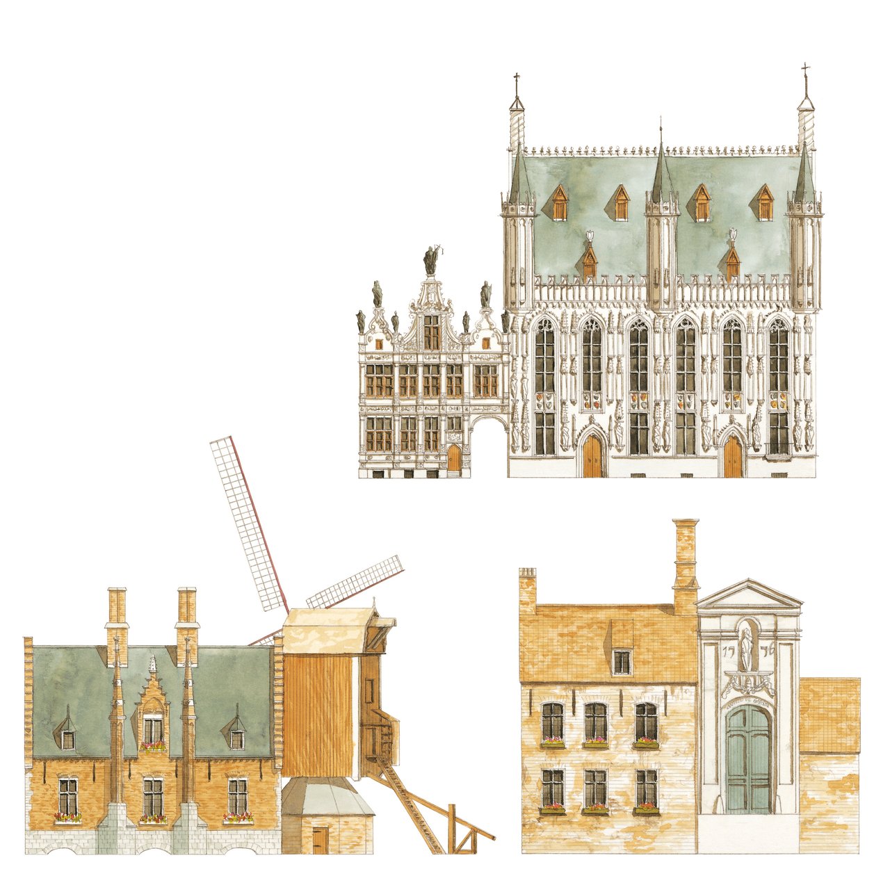 Brugge, Belgia. Rådhus og tradisjonelle hus av Fernando Aznar Cenamor