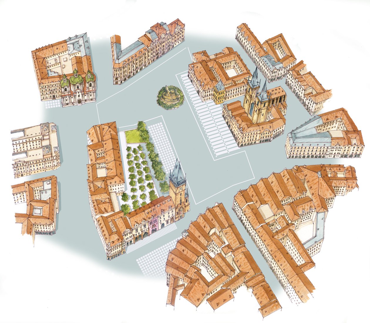 Gamlebytorget. Praha, tsjekkisk av Fernando Aznar Cenamor
