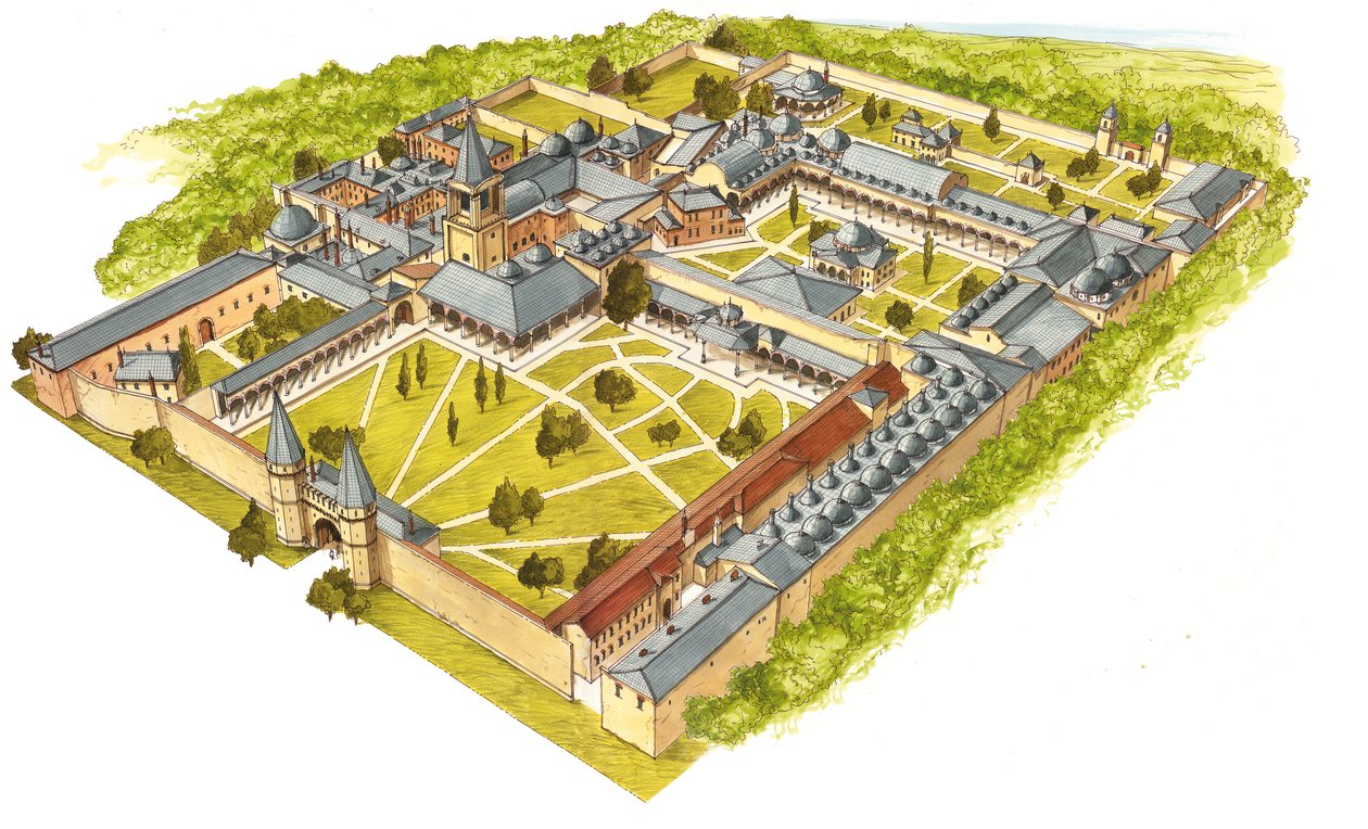 Topkapi-palasset. Istanbul, Tyrkia. Flybilde av Fernando Aznar Cenamor