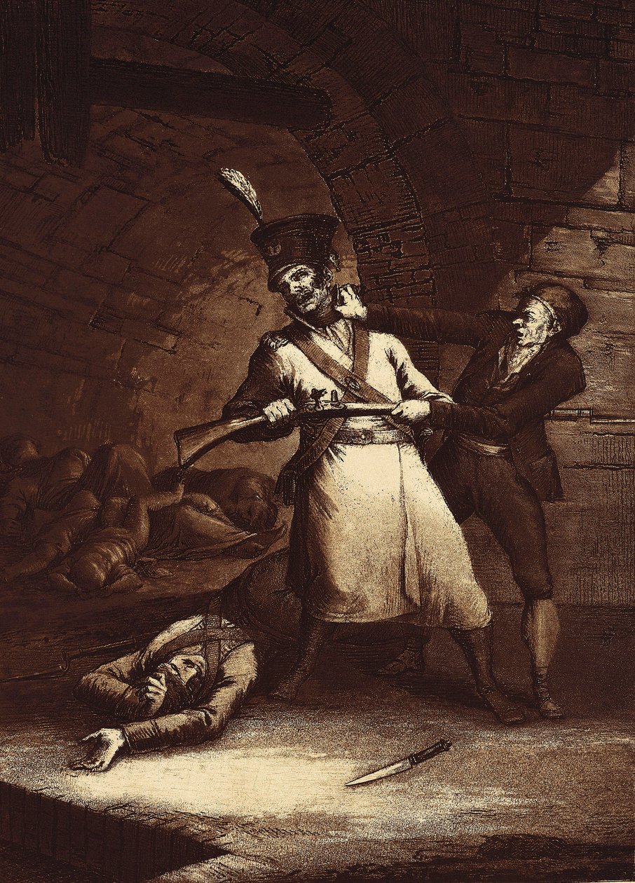 Jose de la Hera gjør opprør mot en av soldatene fra Napoleonshæren, ca. 1812-13 (etsning) av Fernando Brambila