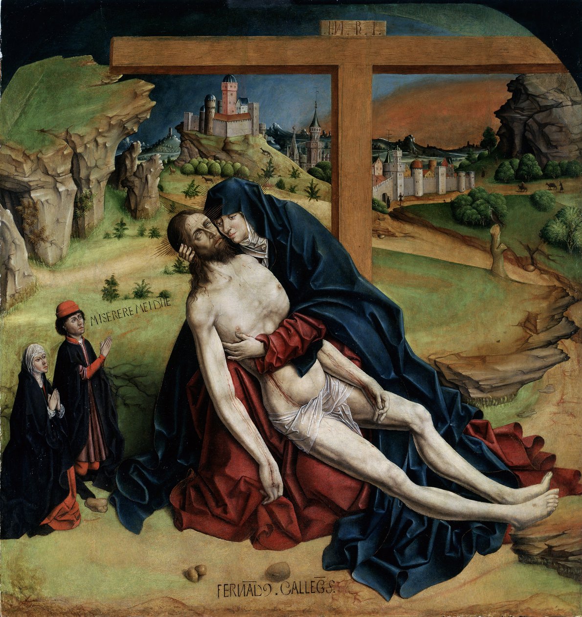 Vierge de pitie - (Pieta) Peinture de Fernando Gallego (vers 1440-1507) 1470 Dim. 1,25x1,09 m Madrid, Musee du Prado av Fernando Gallego