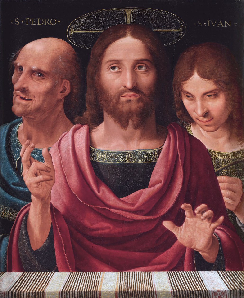 Salvator Mundi mellom de hellige Peter og Johannes, ca. 1507 (olje på tre) av Fernando Yanez de Almedina