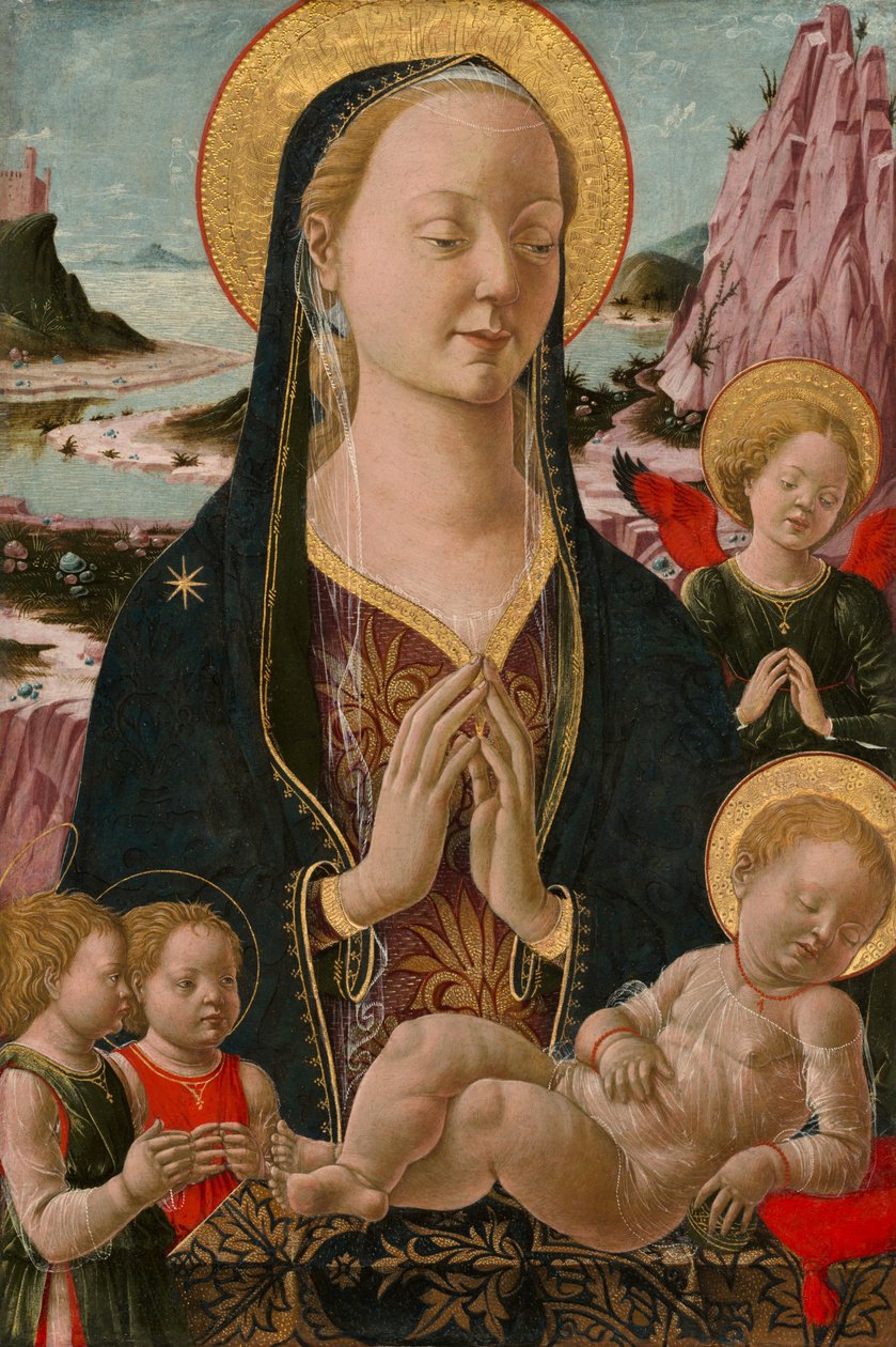 Madonna og barn med engler av Ferrarese 15th Century
